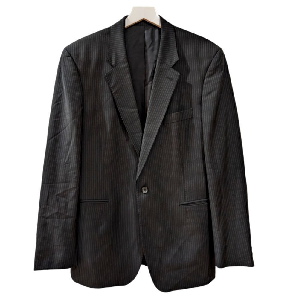 REISS Men's Black Pinstripe Wool & Mohair Blend Single Button Blazer Size 42